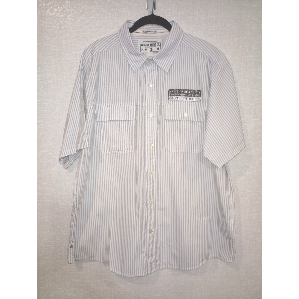 Nice Men's Nautica Jeans Co. Button Front Short Sleeved with Graphics